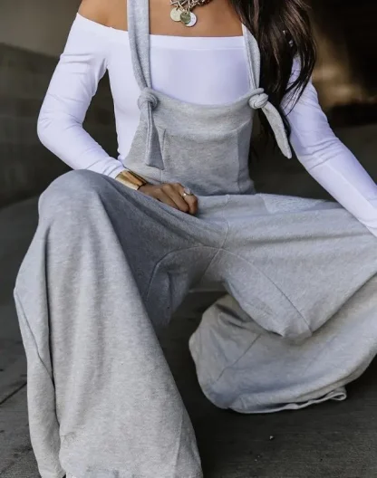 Trendy Wide Leg Jumpsuit Sweater - Image 4