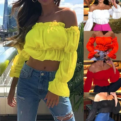 Puff Off Shoulder Sweater Tops - Image 2