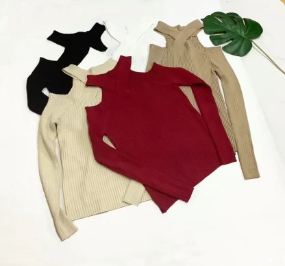 Halter Off Shoulder Sweater Tops - Image 5