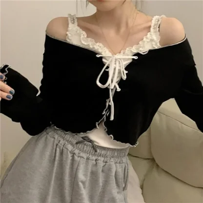 Sexy Lace-up Off Shoulder Sweater