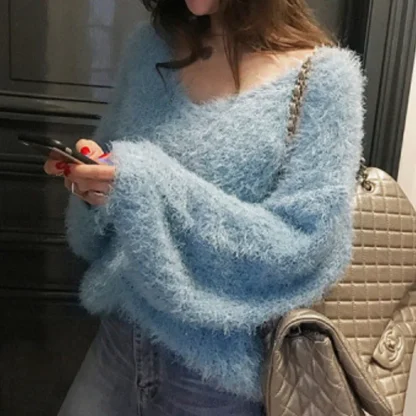 Cozy V-Neck Off Shoulder Sweater