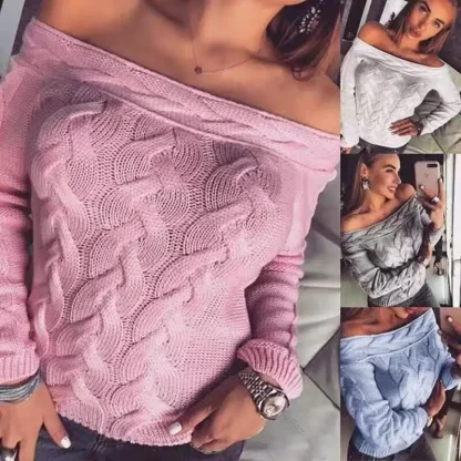Cozy Knit Off Shoulder Sweater - Image 3