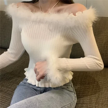 Sexy Top Off Shoulder Sweater - Image 3