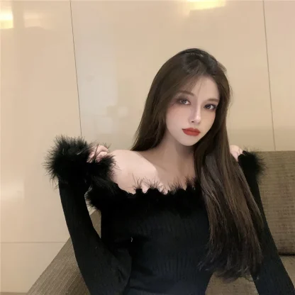 Sexy Top Off Shoulder Sweater - Image 4