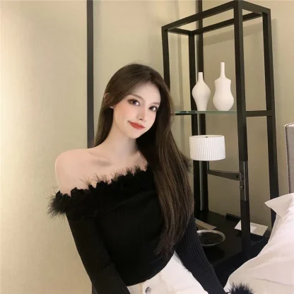 Sexy Top Off Shoulder Sweater - Image 6