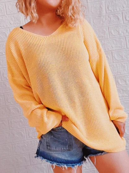 Knitted Oversized Off Shoulder Sweater - Image 3