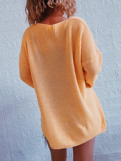 Knitted Oversized Off Shoulder Sweater - Image 4