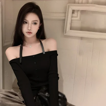 Halter Bell Off Shoulder Sweater - Image 6