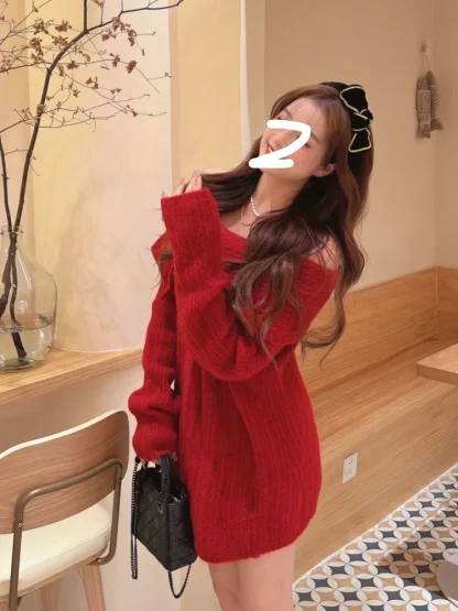 Oversized Elegant Off Shoulder Sweater - Image 6