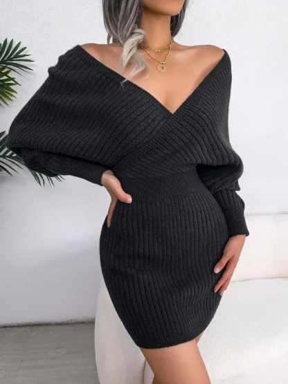 Cross Off Shoulder Sweater Dress - Image 6