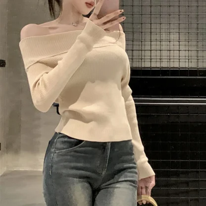 Slim Chic Off Shoulder Sweater - Image 4