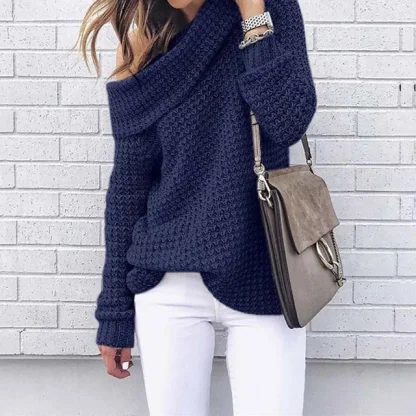 Oversized Knitted Off Shoulder Sweater - Image 5