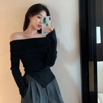 Sexy Fitted Off Shoulder Sweater - Image 6