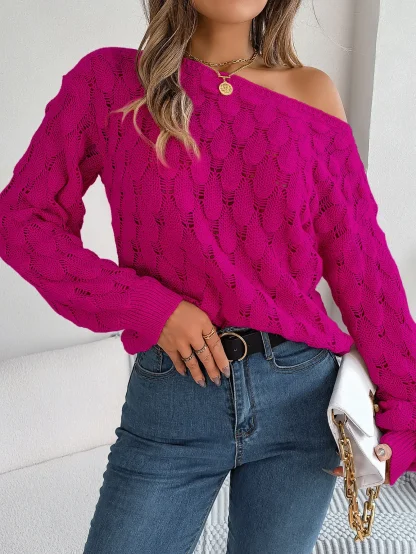 Hollow Design Off Shoulder Sweater - Image 2