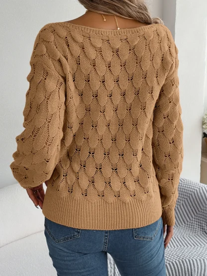 Hollow Design Off Shoulder Sweater - Image 7