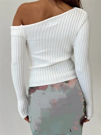 Slash Off Shoulder Sweater Pullover - Image 3