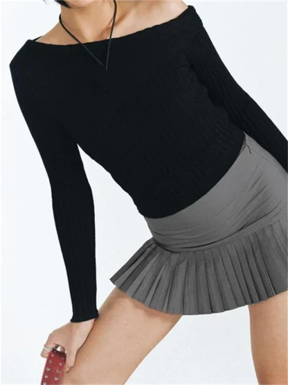 Slash Off Shoulder Sweater Pullover - Image 5