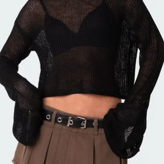 See-Through Off Shoulder Sweater Tops