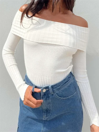 Asymmetric Hem Off Shoulder Sweater