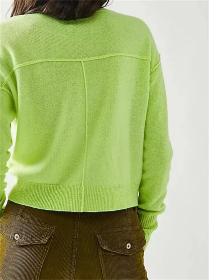 V-Neck Solid Off Shoulder Sweater - Image 5