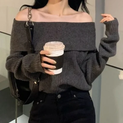 Jumper Off Shoulder Sweater Tops - Image 2
