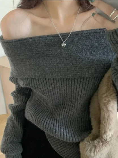 Cozy Off Shoulder Sweater Jumper - Image 2