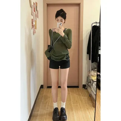 Slim Ripped Off Shoulder Sweater - Image 5