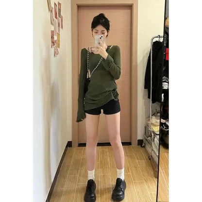 Slim Ripped Off Shoulder Sweater - Image 6