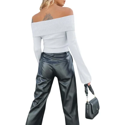 Long Sleeve Off Shoulder Sweater - Image 3