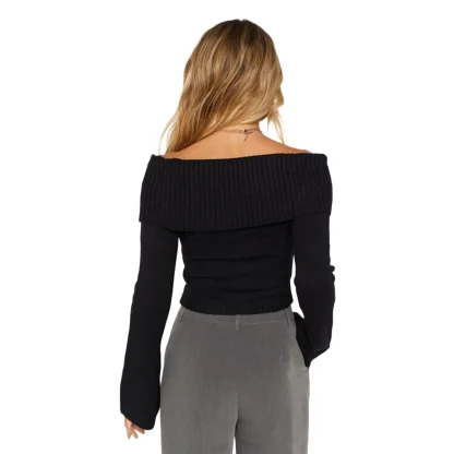 Long Sleeve Off Shoulder Sweater - Image 5