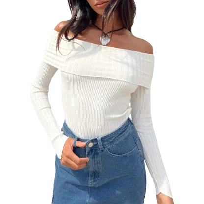 Casual Off Shoulder Sweater Tops - Image 4