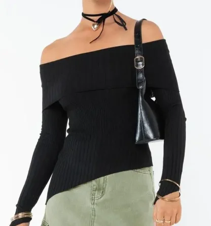 Casual Off Shoulder Sweater Tops - Image 5