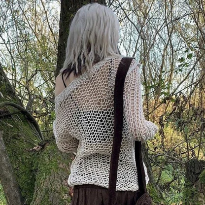 Chic Mesh Off Shoulder Sweater - Image 4