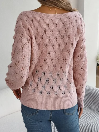 Knit Solid Off Shoulder Sweater - Image 3