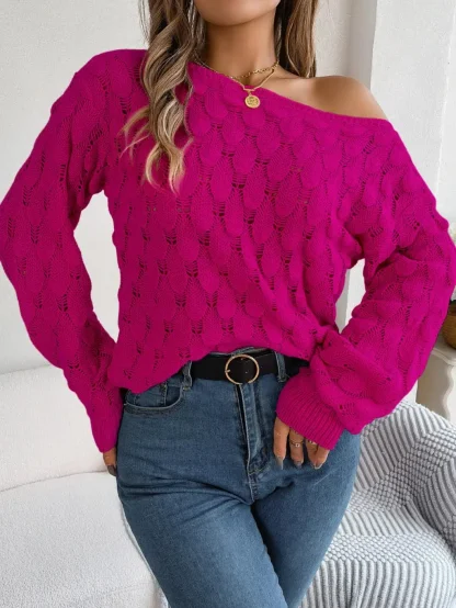 Knit Solid Off Shoulder Sweater