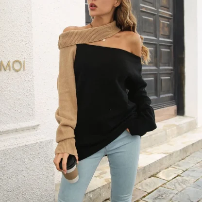 Cutout Off Shoulder Sweater Tops - Image 2