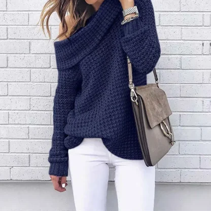 Casual Chunky Off Shoulder Sweater - Image 3