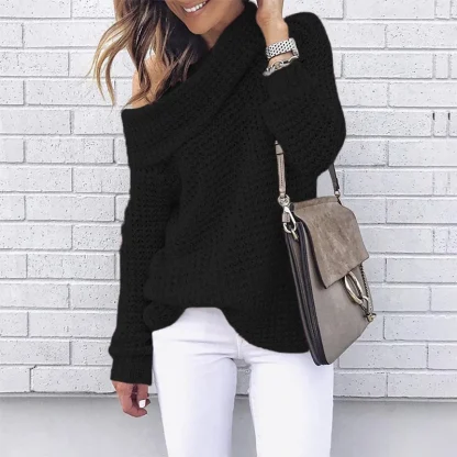 Casual Chunky Off Shoulder Sweater - Image 4