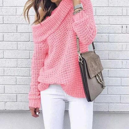 Casual Chunky Off Shoulder Sweater - Image 5