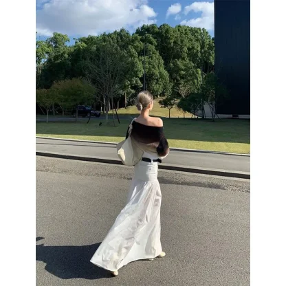 Gradient Color Off Shoulder Sweater - Image 5