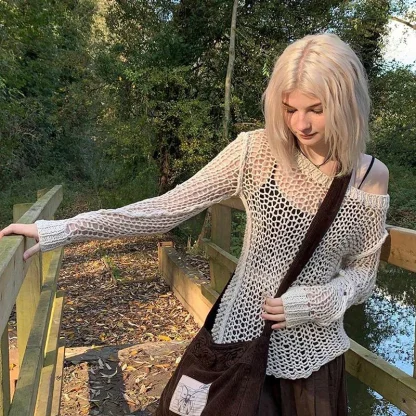 Chic Mesh Off Shoulder Sweater - Image 6