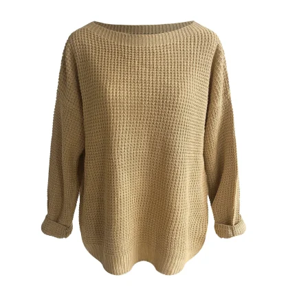 Casual Slash Off Shoulder Sweater - Image 6
