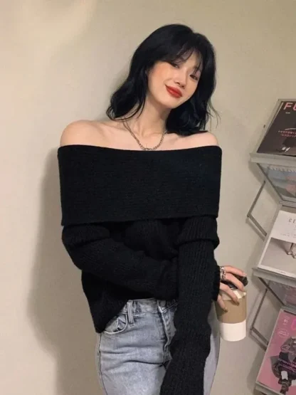 Chic Solid Off Shoulder Sweater