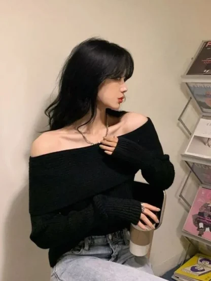 Chic Solid Off Shoulder Sweater - Image 6
