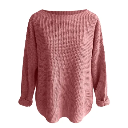 Casual Slash Off Shoulder Sweater - Image 7