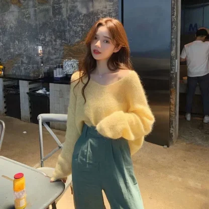 Cozy See-Through Off Shoulder Sweater - Image 6