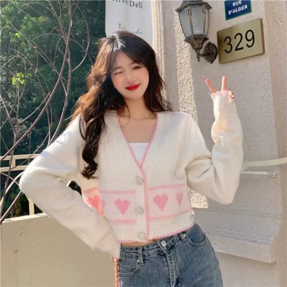 Cropped Off Shoulder Sweater Cardigan - Image 3