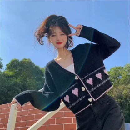 Cropped Off Shoulder Sweater Cardigan - Image 4