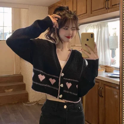 Cropped Off Shoulder Sweater Cardigan - Image 5