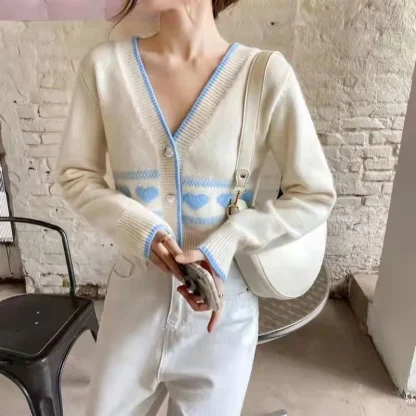 Cropped Off Shoulder Sweater Cardigan - Image 6
